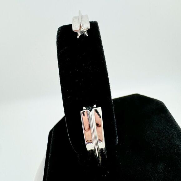 Vintage Star Shaped Cuff Bracelet Engraved Y2K Unique Affirmation Silver Tone - Picture 5 of 14